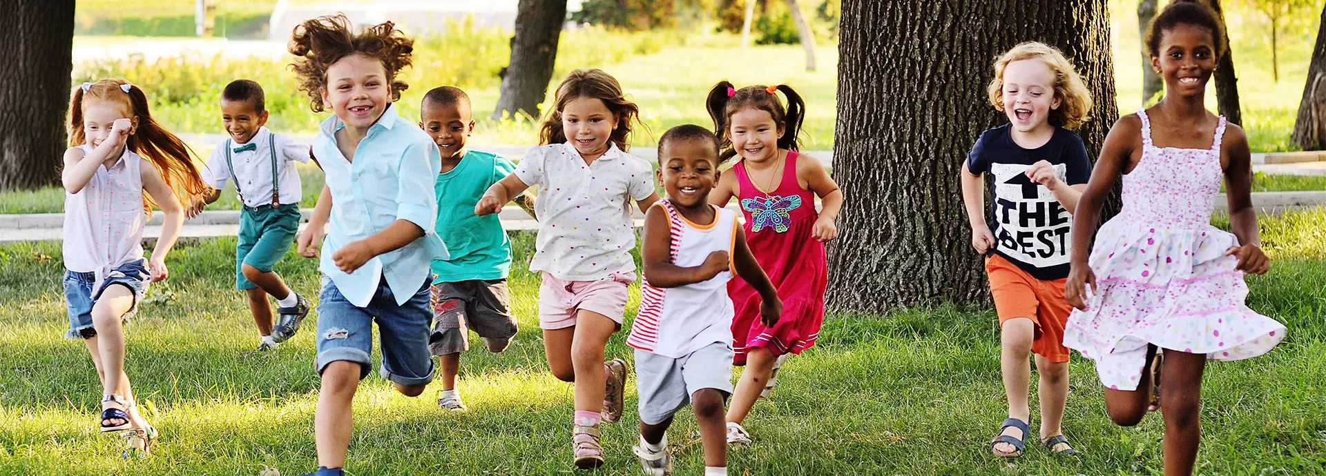 Image of group of children running and playing
