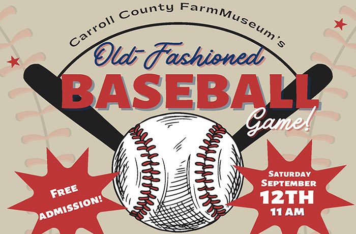 Image of the old-fashioned baseball game flyer. All information included in event body