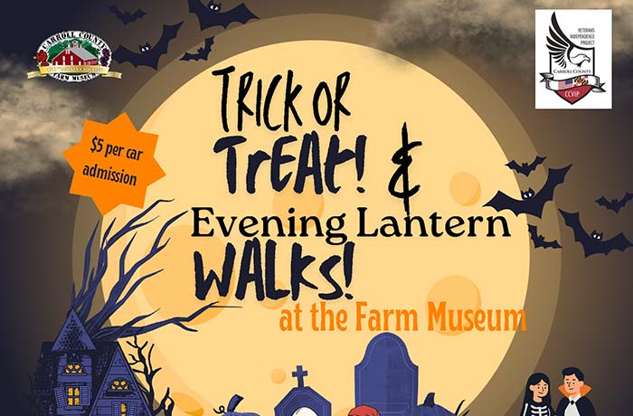 Image of a flyer, "Trick or Treat! & Evening Lantern Walks! at the Farm Museum"