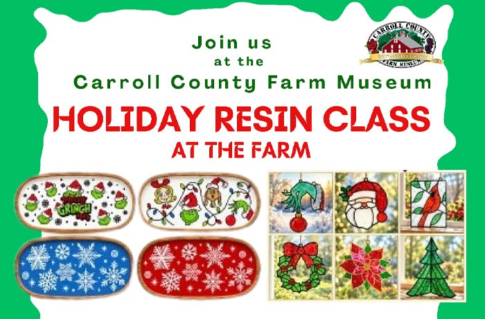 Image of holiday resin class flyer. All text in body